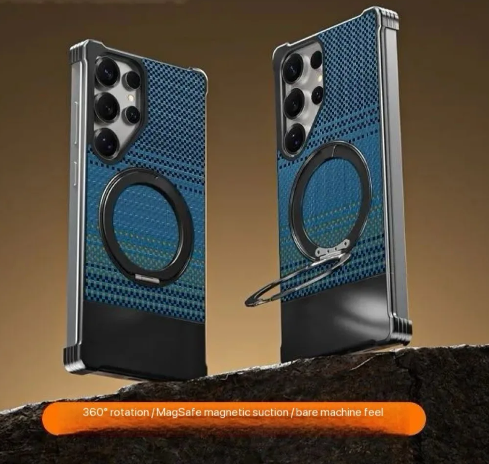 Metal phone case with stand for Galaxy S25–S23 Ultra