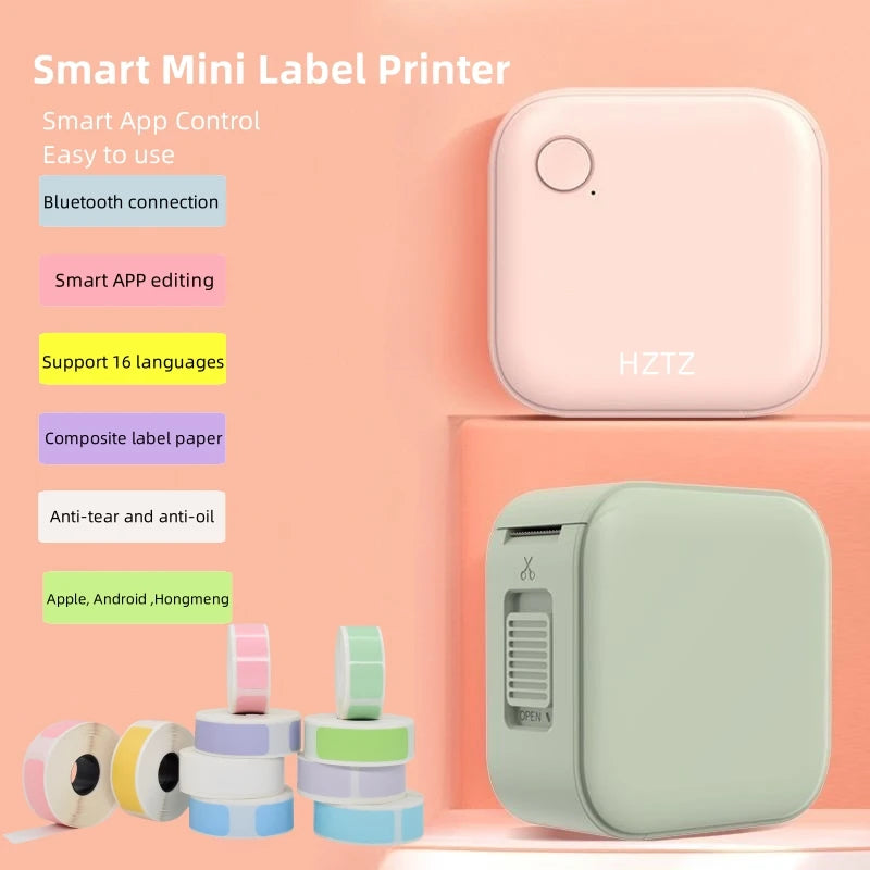 HZTZ Mini Bluetooth Etikettendrucker tragbar smart