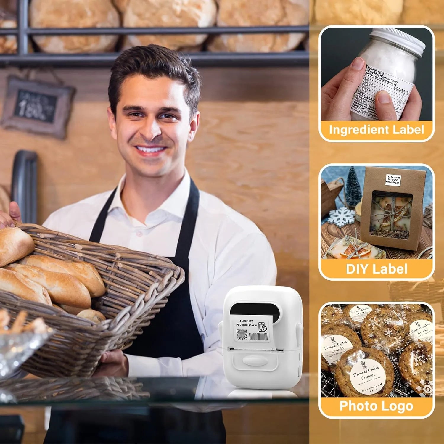 P50 Bluetooth thermal printer for labels & QR codes