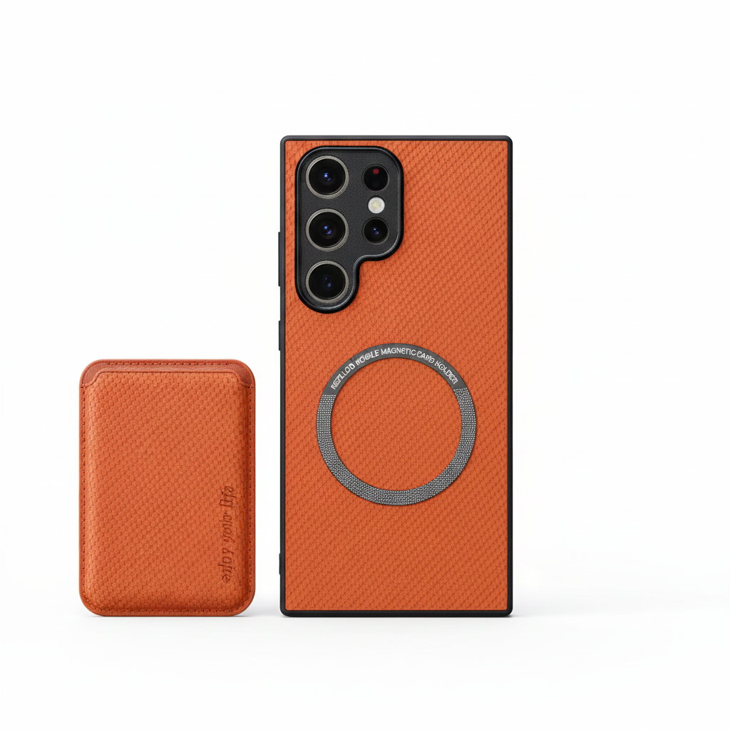 Carbon PU Lederhülle Magsafe für Samsung Galaxy