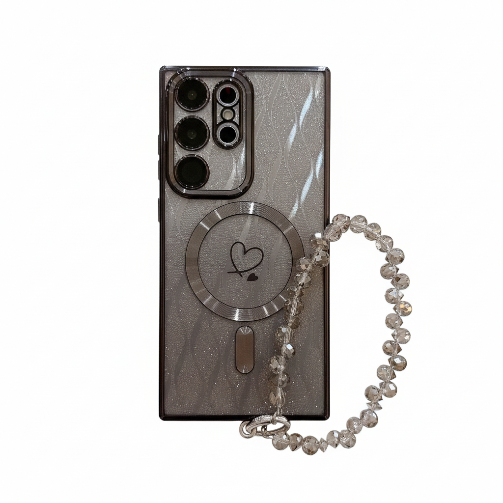 Herz Glitzer Kristall Armband Hülle für Samsung S25 Ultra