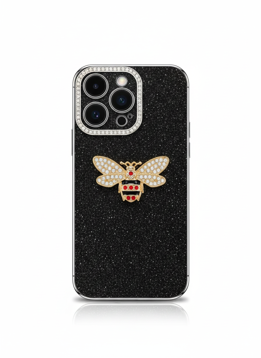 Luxuriöse Glitzer-Hülle mit 3D-Biene für iPhone 17