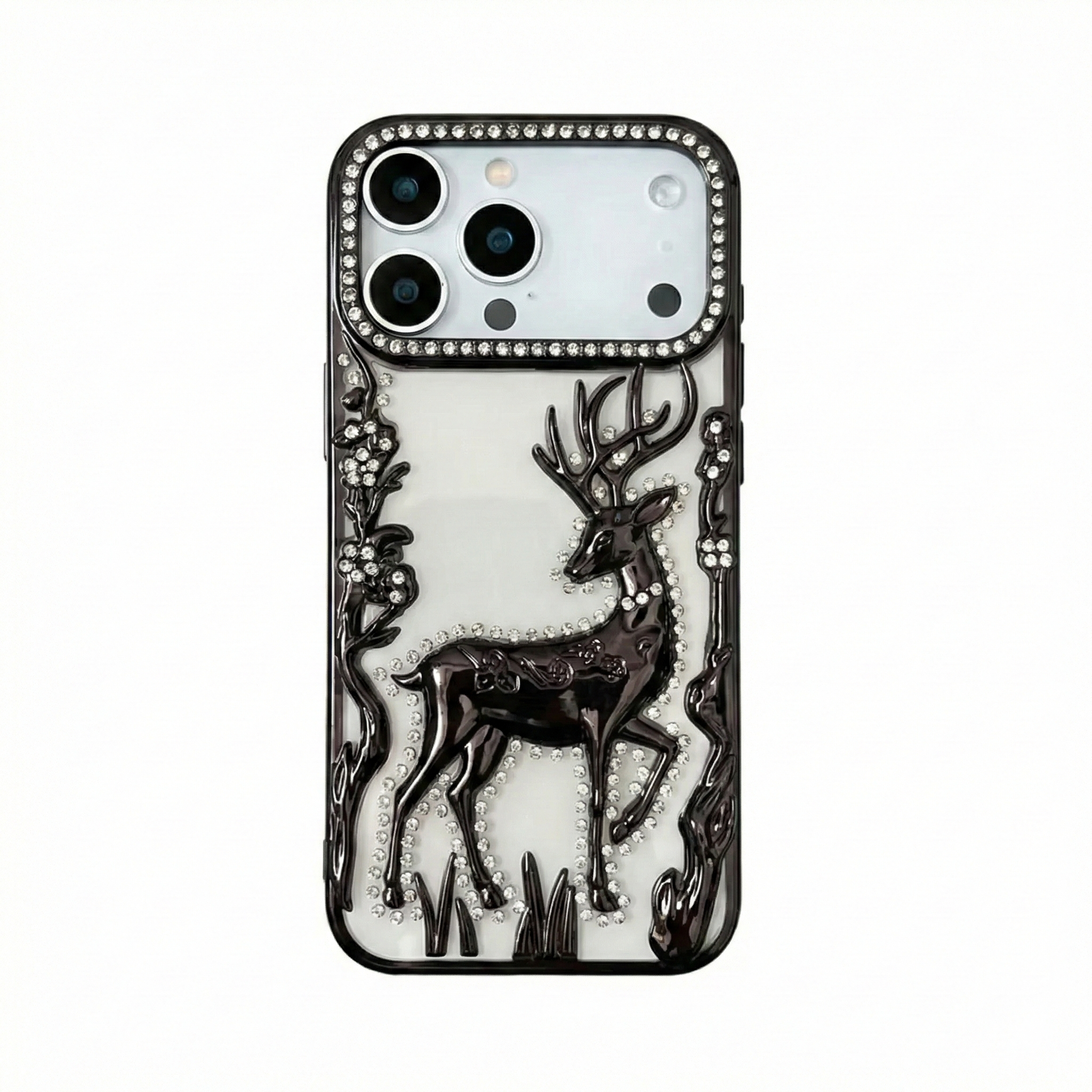 Schutzhülle mit Glanz für iPhone 17 - Glitzer Strass Blumen Handyhülle