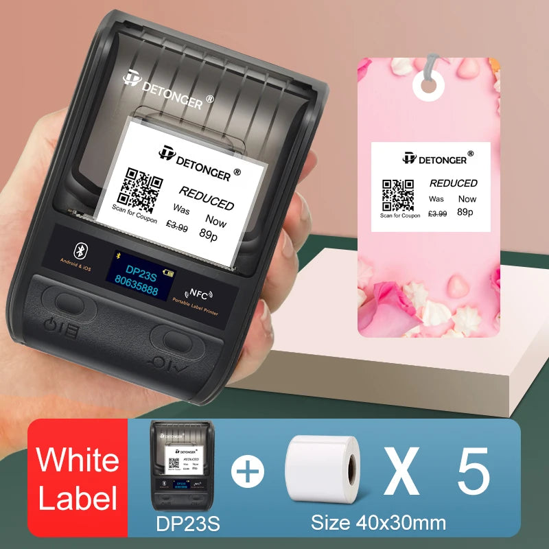 Detonger DP23S Bluetooth Barcode QR Code Etikettendrucker