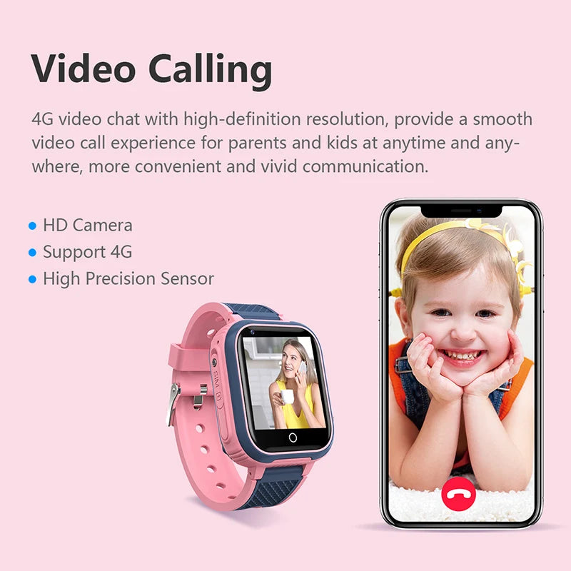 Kinder 4G Smartwatch GPS Videoanruf SOS Uhr