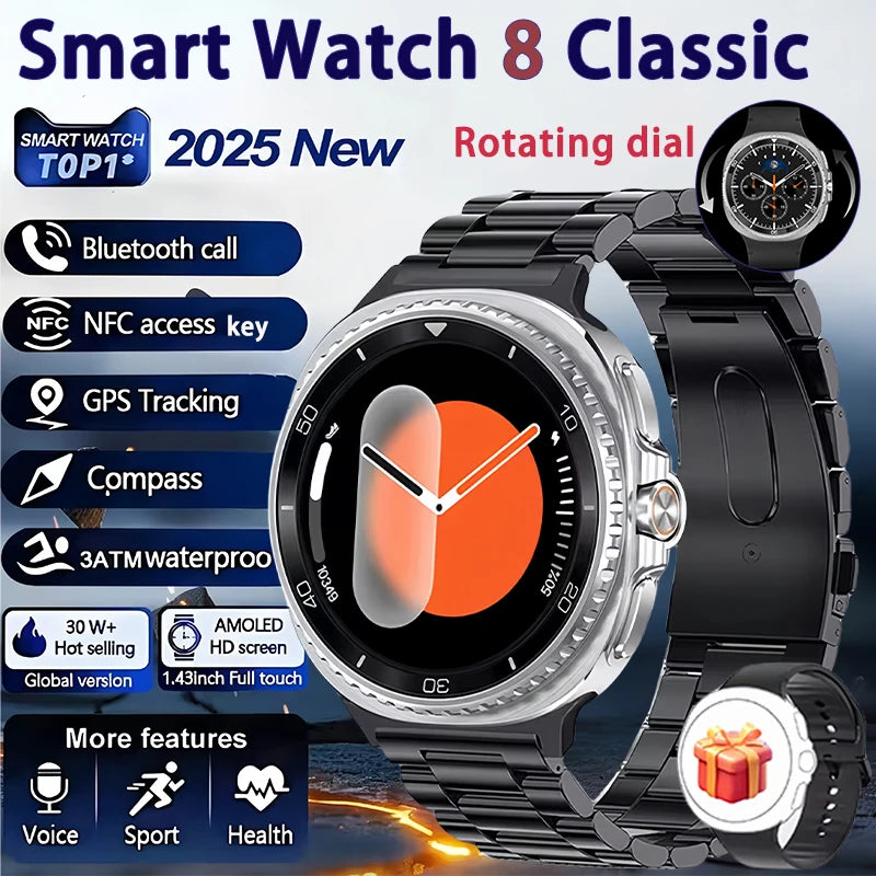 Elegante Uhr 8 Smartwatch 1,43" AMOLED GPS NFC 2025