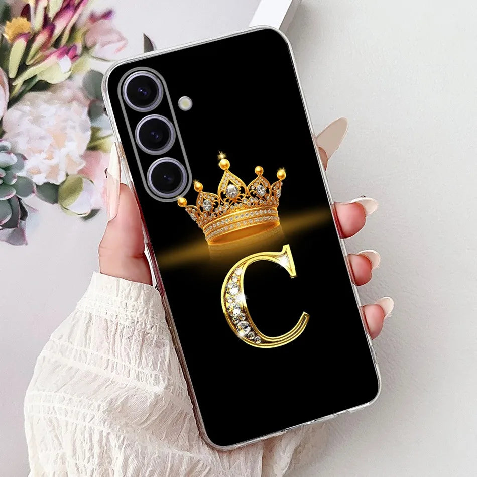 Galaxy S24 FE Case Crown & Letter Design Silicone