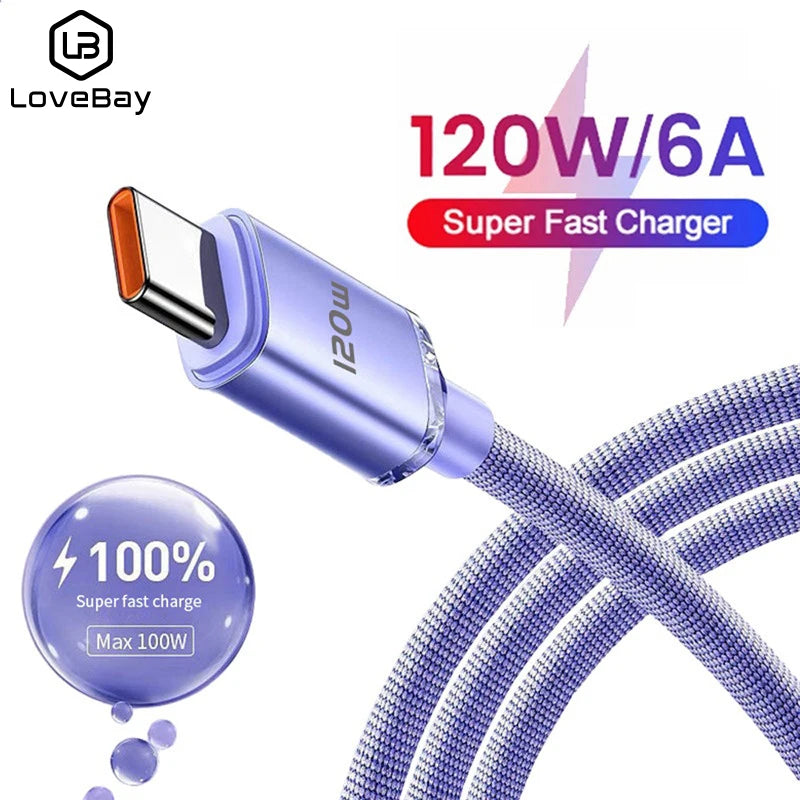 120W USB-C Schnellladekabel 6A 2m