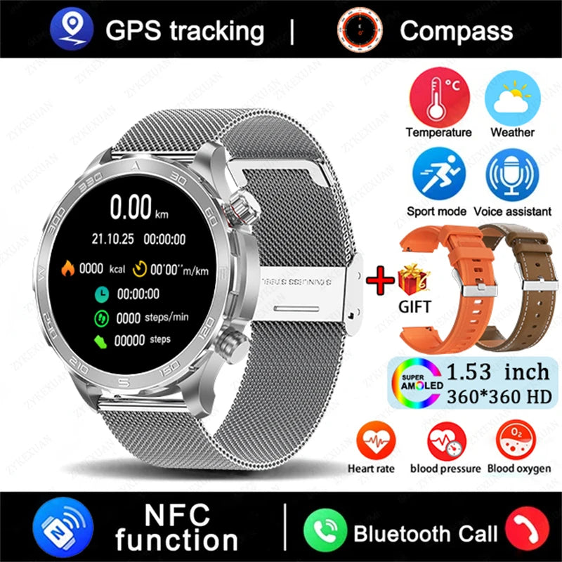 Sport Smartwatch 2025 mit GPS, NFC & AMOLED Display