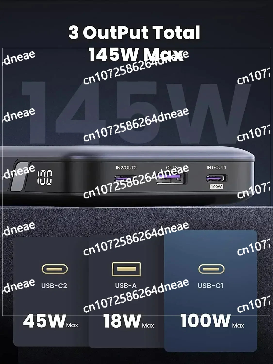 High-performance power bank 25000mAh 145W fast charging