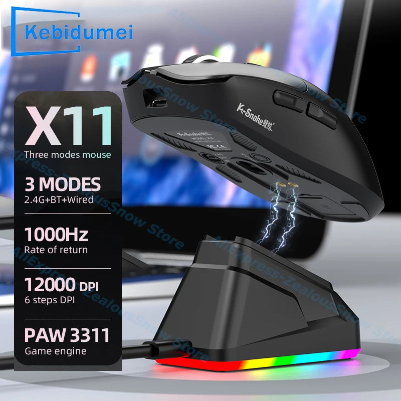 Tri-Modus Gaming-Maus mit RGB & magnetischer Ladung