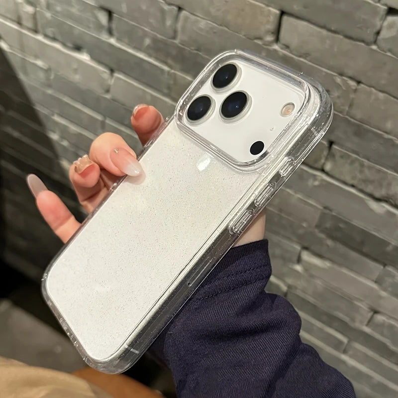 Luxuriöse Glitzernde, Transparente Hülle für iPhone 17 – Stoßfest