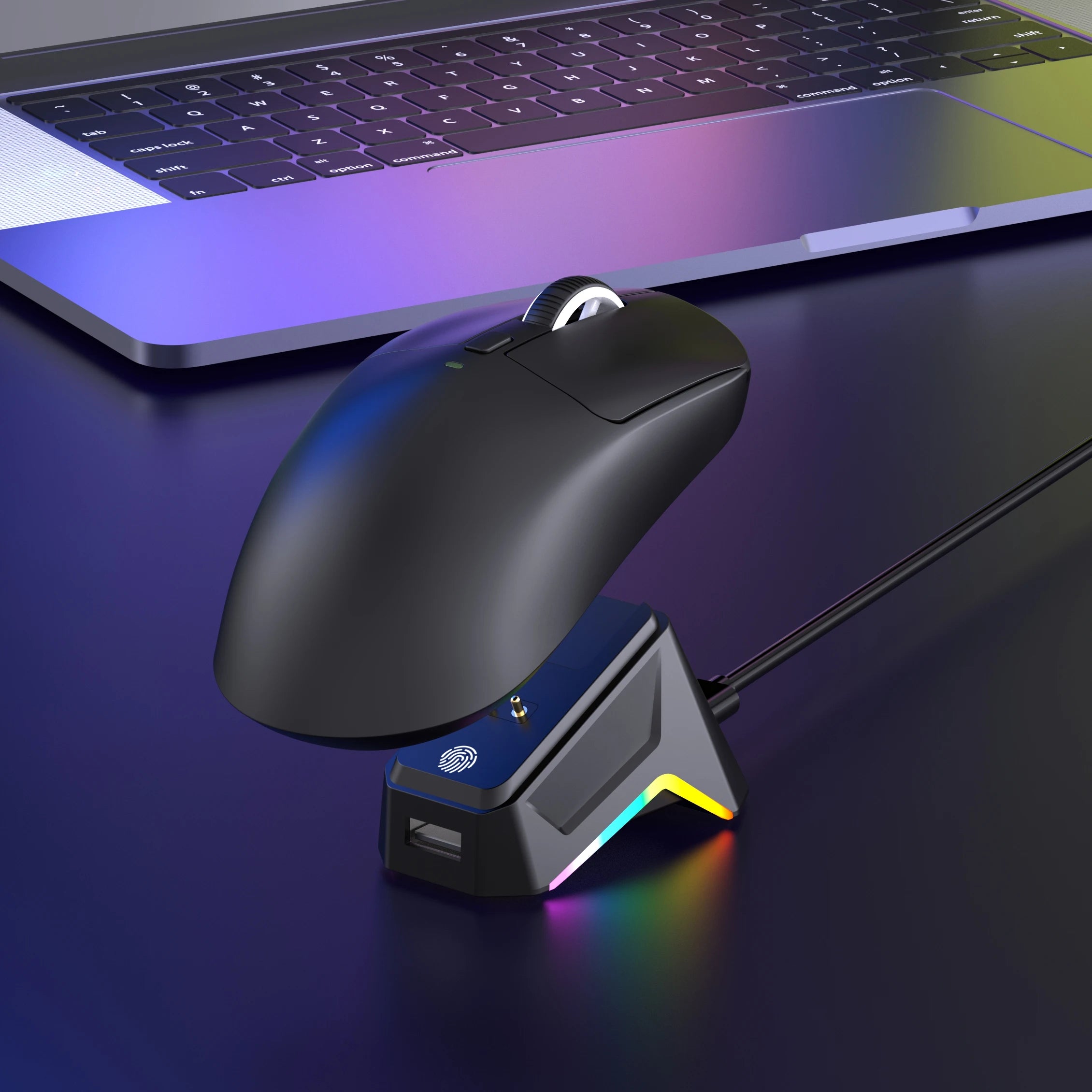 Kabellose Gaming-Maus mit Ladestation und RGB