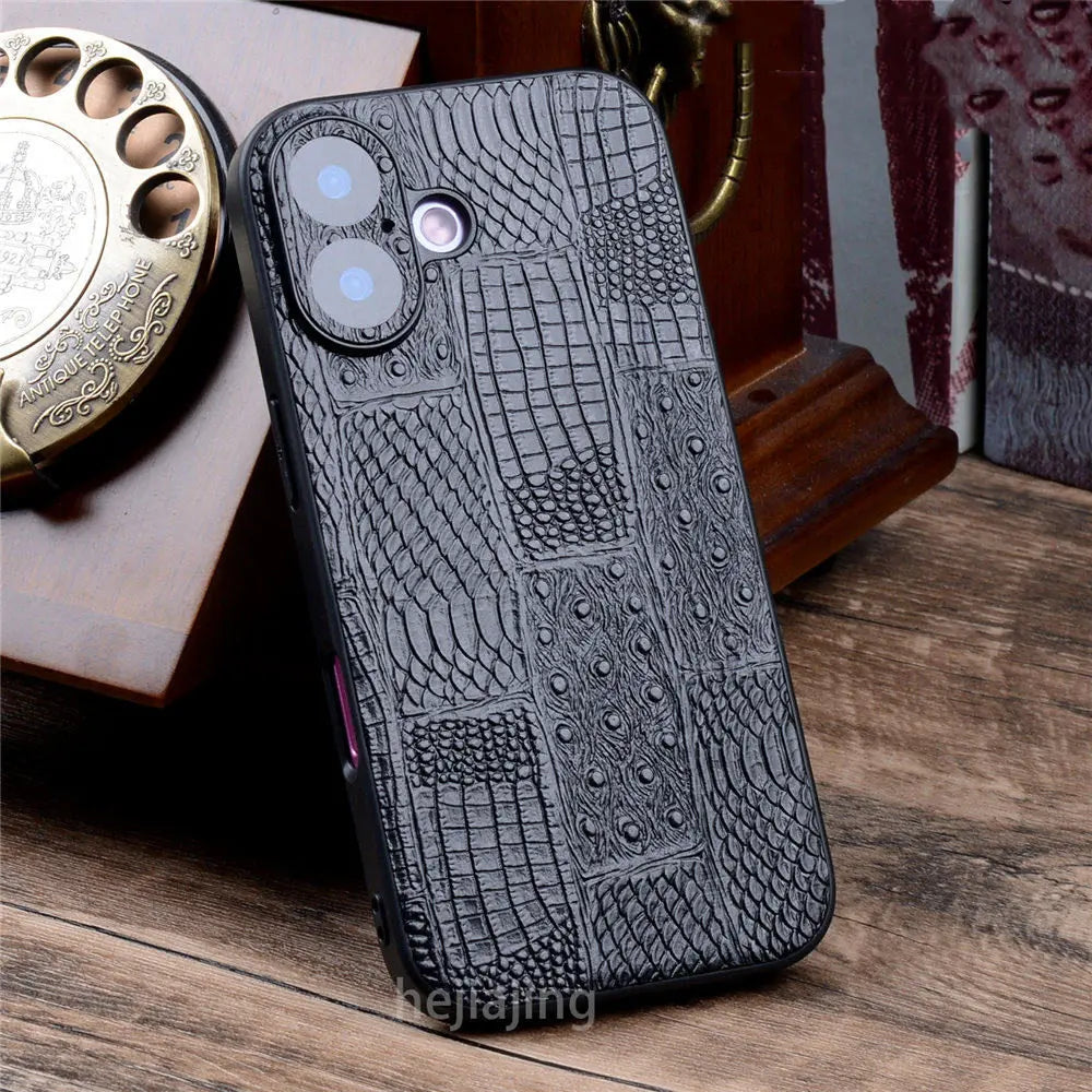 Echtleder Krokodilleder Hülle für iPhone 17 Pro Max