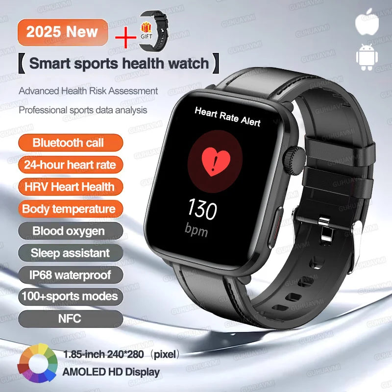 Klassische Smartwatch 2025 Herren Damen GPS NFC AMOLED