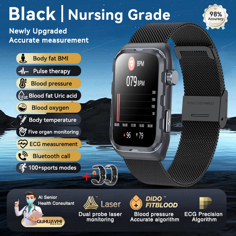 2025 Pflege Smartwatch mit EKG PPG Blutwerte