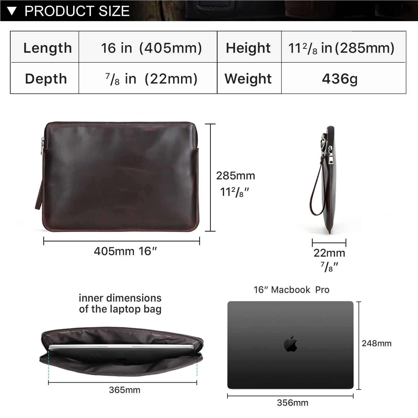 Echtleder Laptop Tasche 16 Zoll Herren MacBook Dell ASUS