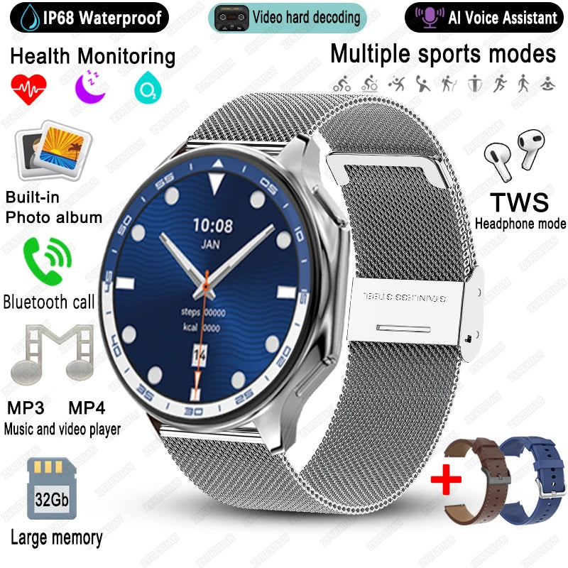 Elegante Smartwatch 2025 mit Video & Fitnessfunktionen
