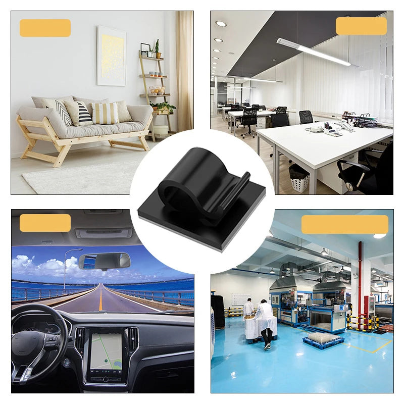 Selbstklebende Kabelclips für Büro, Auto und Zuhause
