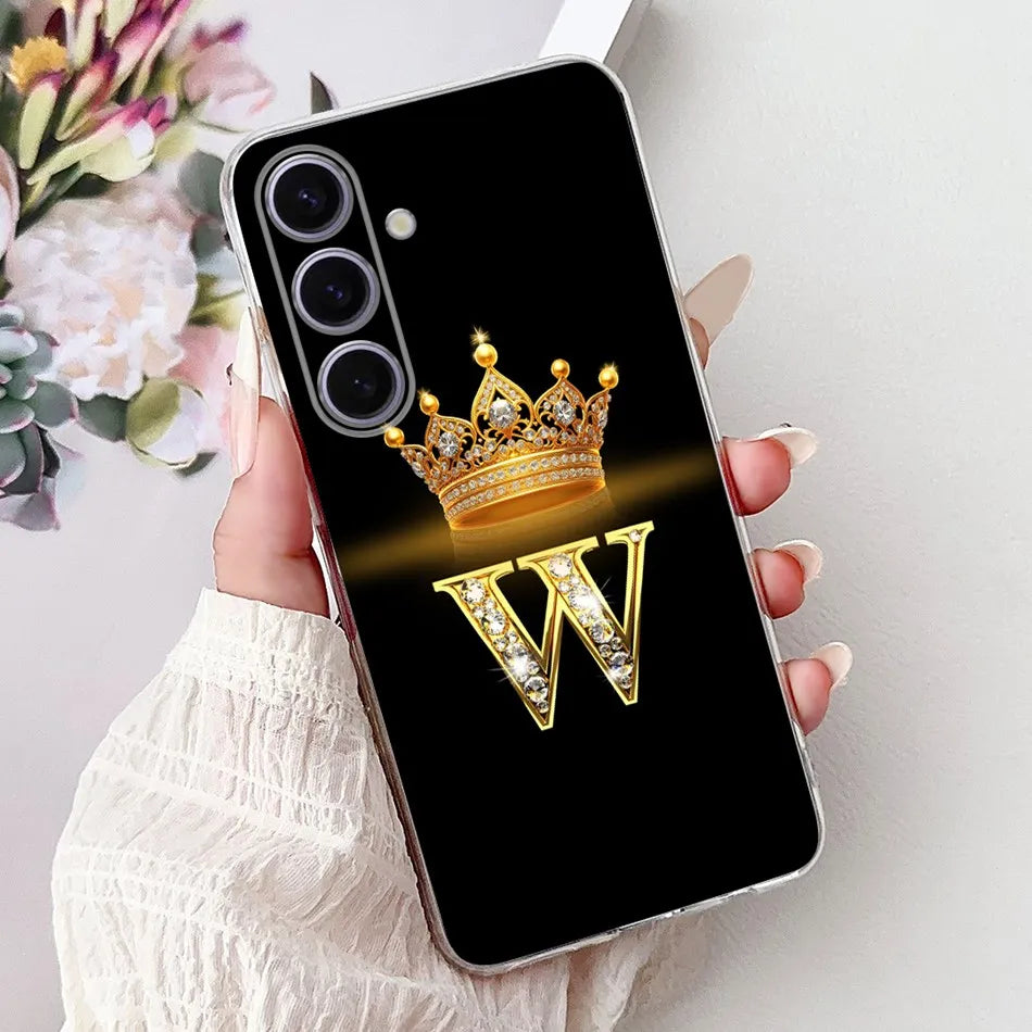 Galaxy S24 FE Case Crown & Letter Design Silicone