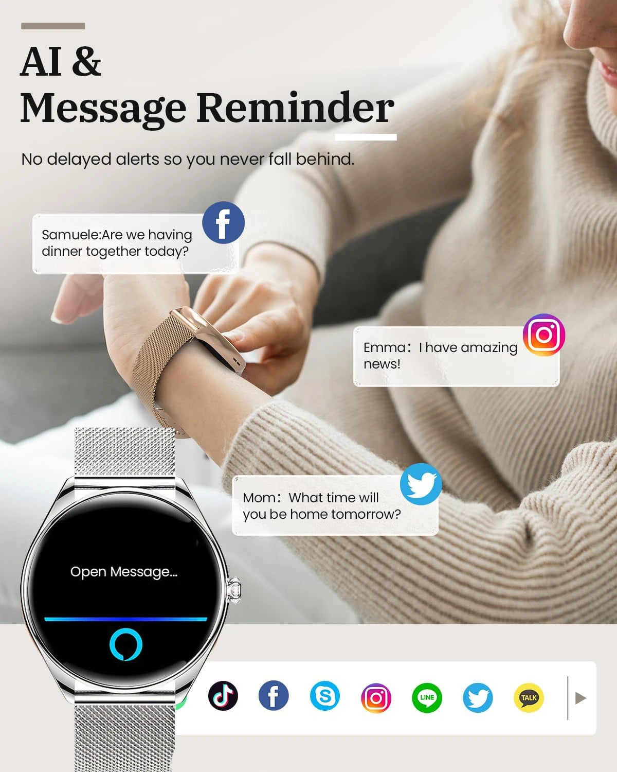 Ultra dünne Smartwatch 1,43" AMOLED HD Display