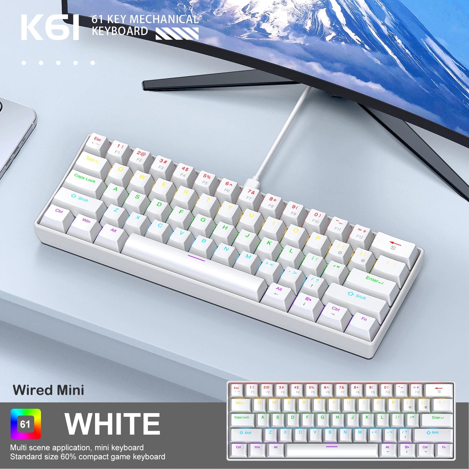 K61 60% Mechanische RGB Gaming-Tastatur
