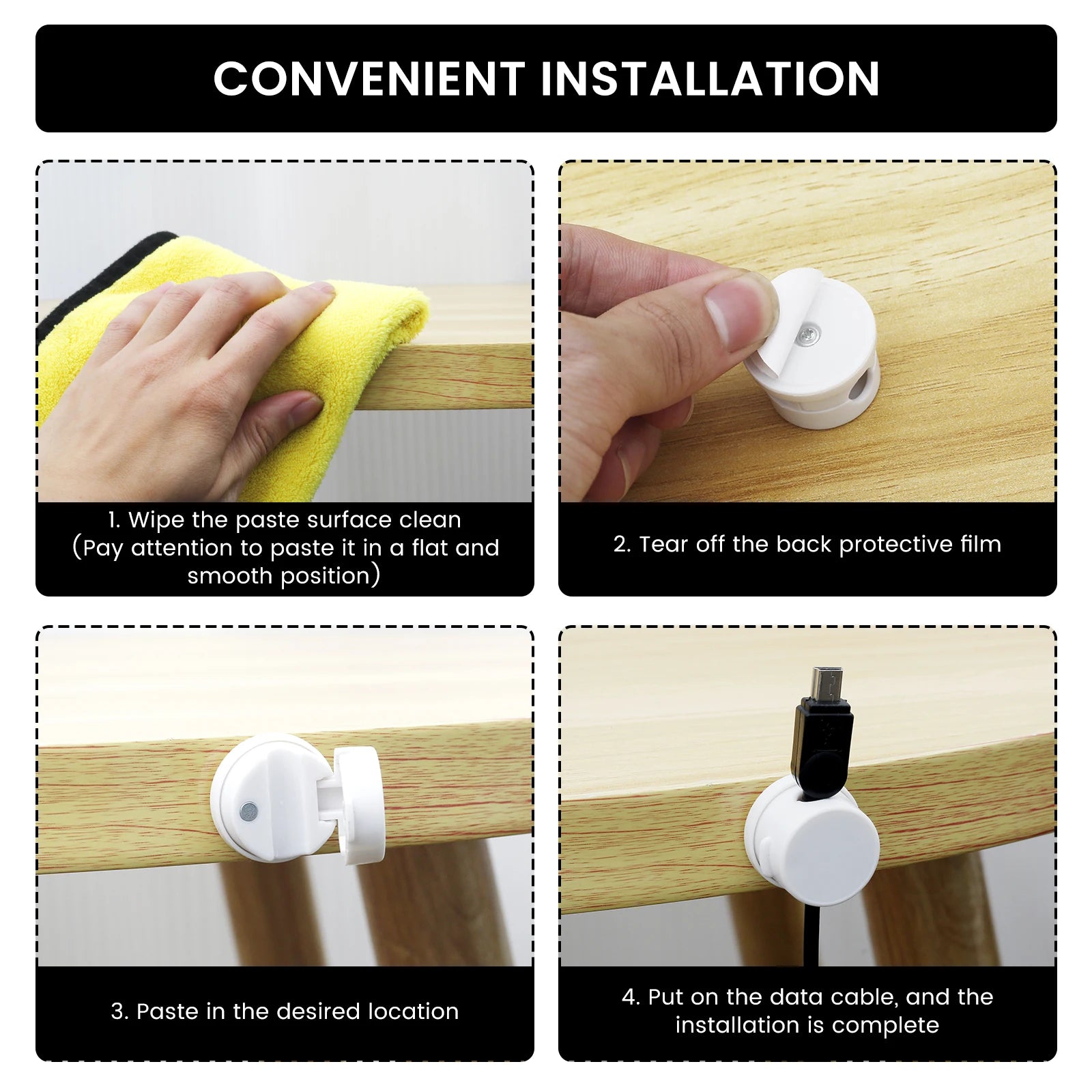 Magnetische Kabelklemmen selbstklebend 12/24 Stück