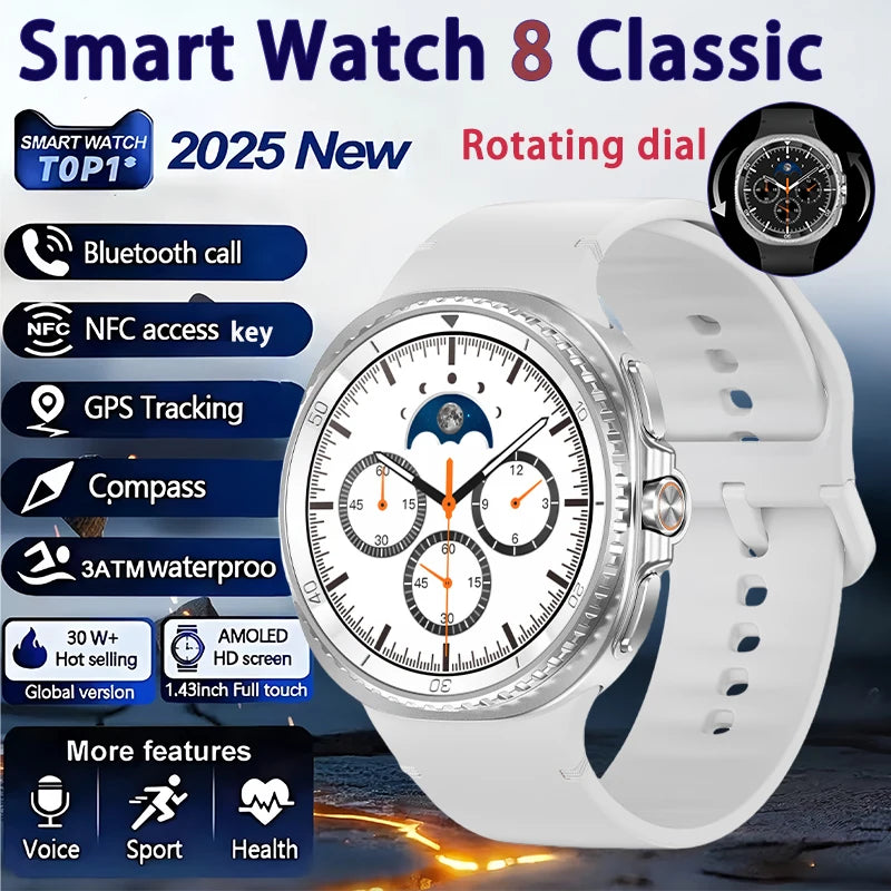 Elegante Uhr 8 Smartwatch 1,43" AMOLED GPS NFC 2025