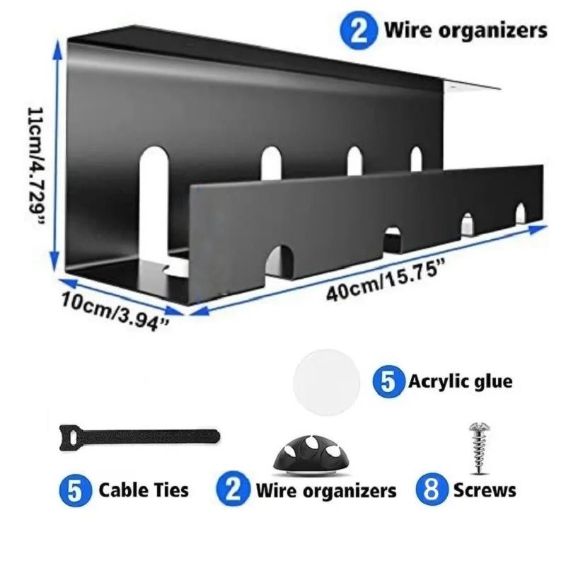 Kabelmanagement-Tablett aus Kohlenstoffstahl für Schreibtisch