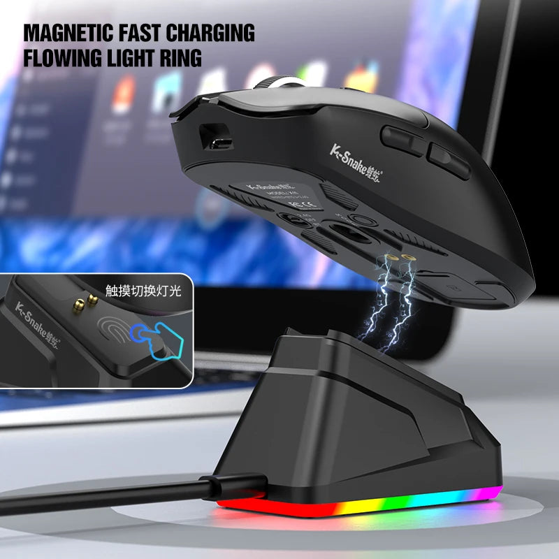 Tri-Modus Gaming-Maus mit RGB & magnetischer Ladung