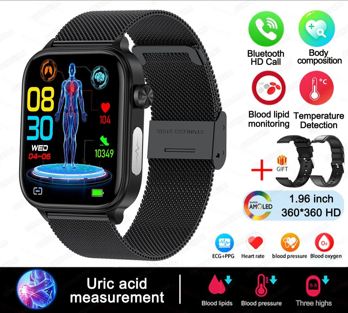 Intelligente Gesundheits-Smartwatch mit Blutdiagnose