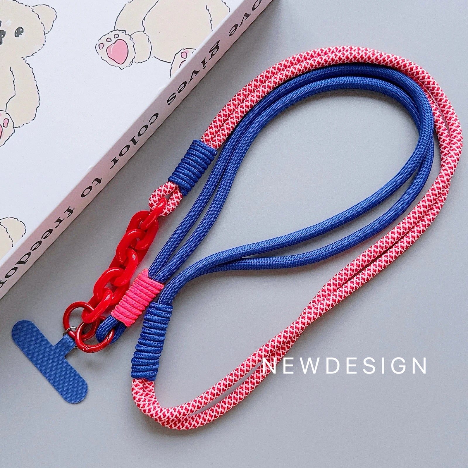 Verstellbares Leder-Handy-Lanyard mit Perlen