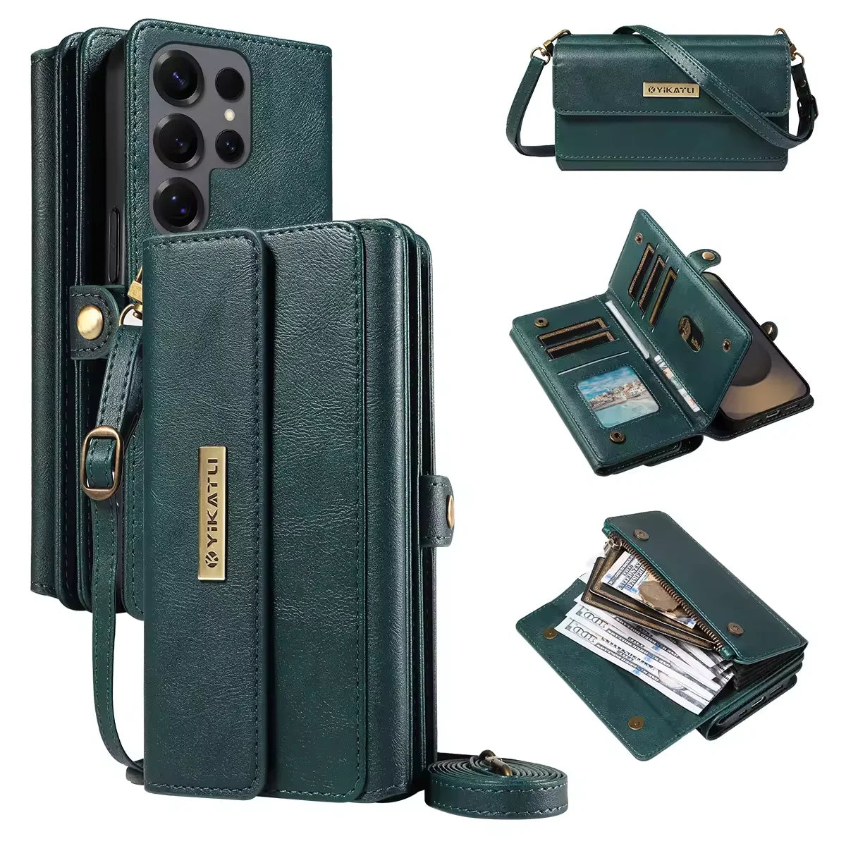 Leder Geldbörse Umhängetasche mit Case für Samsung Galaxy