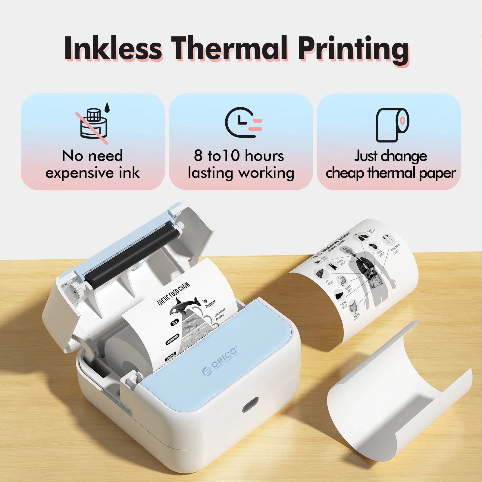 Orico Mini Bluetooth Etiketten- & Fotodrucker tragbar
