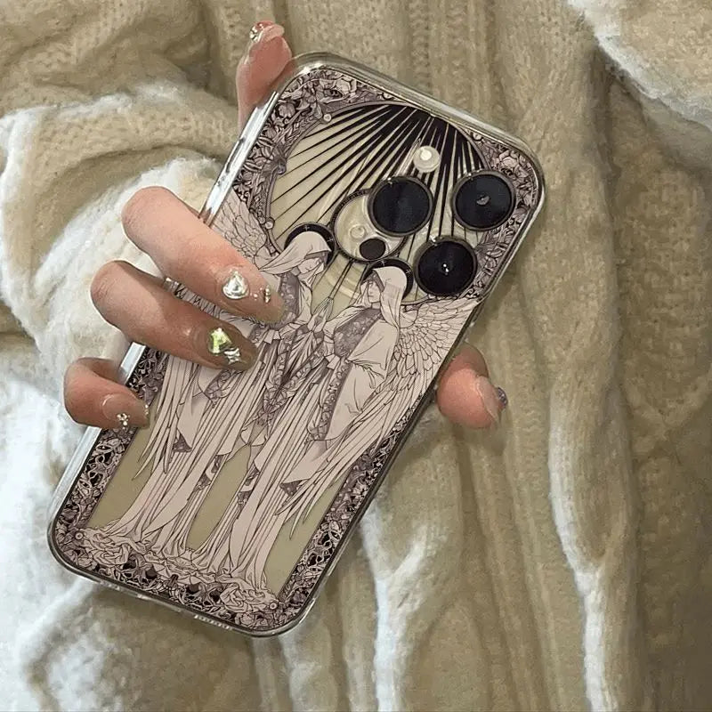 Retro Engel Rüstung Hülle iPhone 16–7 SE