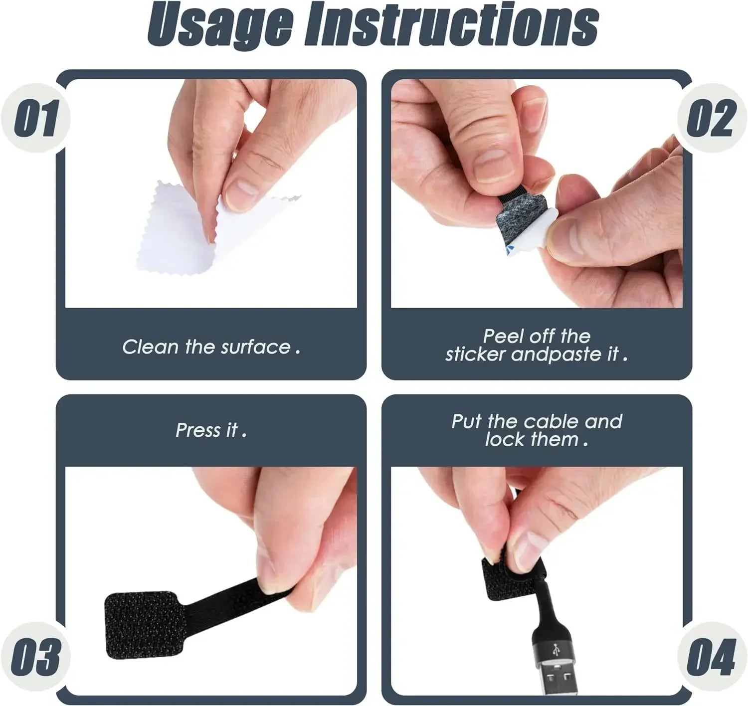 Wiederverwendbare Kabelbinder Selbstklebend Organizer