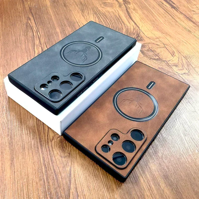 Vintage PU Lederhülle mit MagSafe