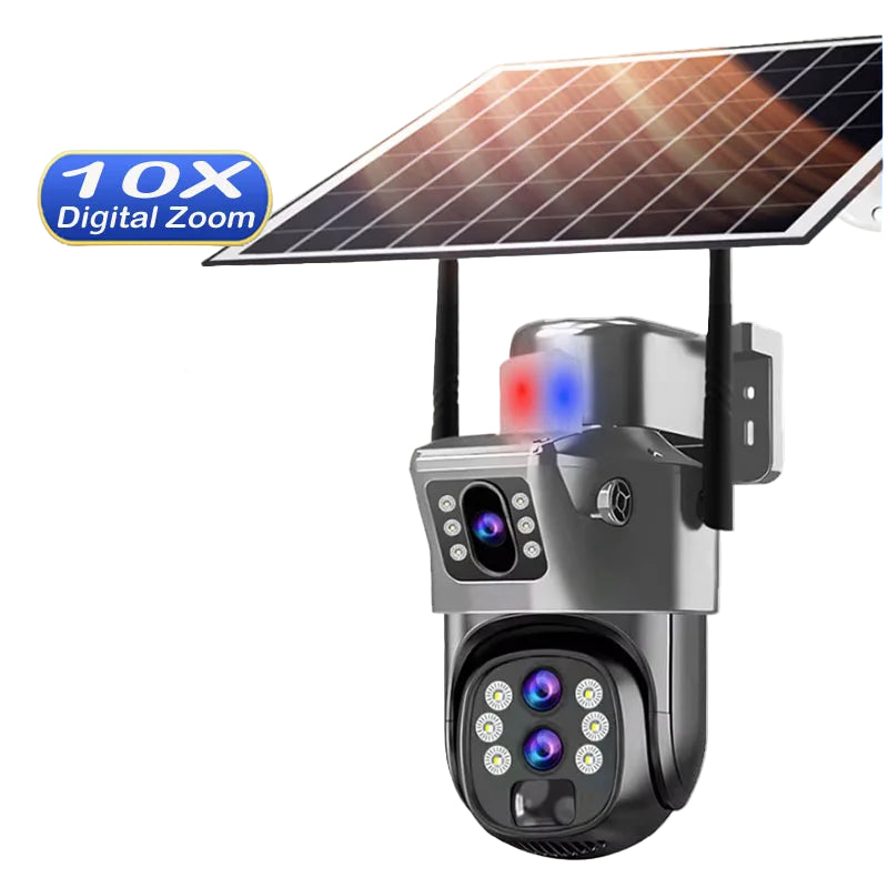 Solar Outdoor Camera 12MP 6K 4G SIM 10X Zoom PTZ