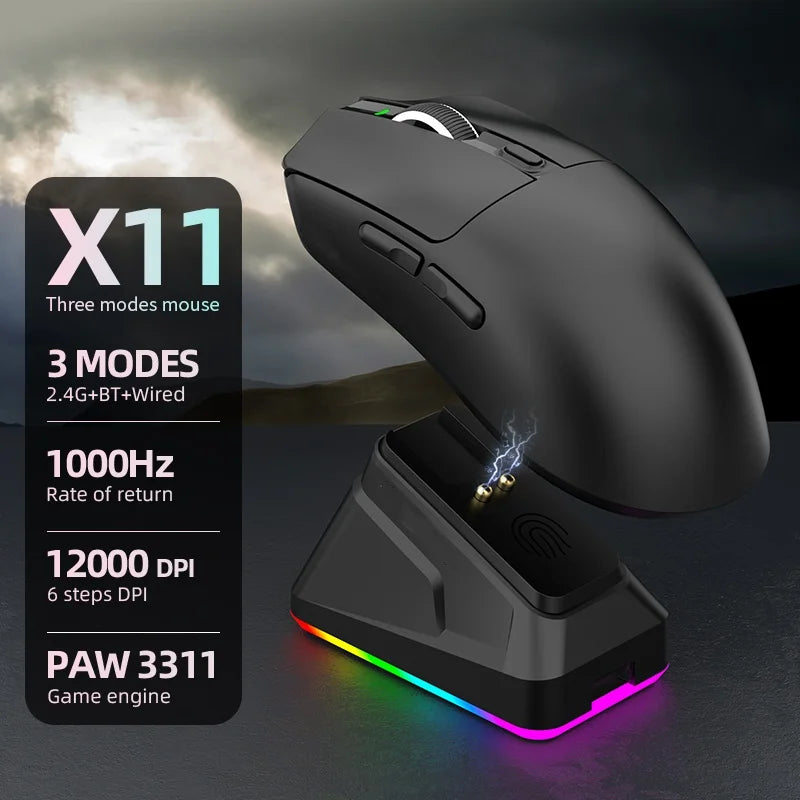 Tri-Modus Gaming-Maus mit RGB & magnetischer Ladung