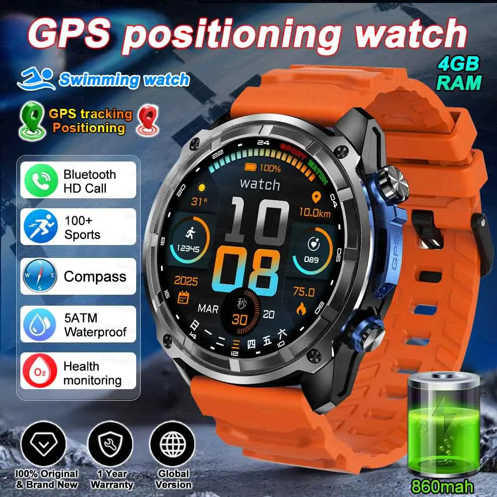 Outdoor GPS-Smartwatch 2025 mit Musik & 860mAh Akku