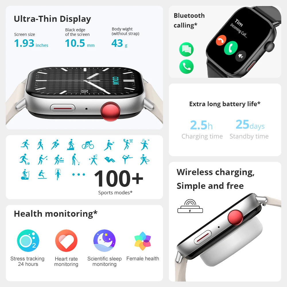 Smartwatch mit HD Display & Anruffunktion für Damen & Herren