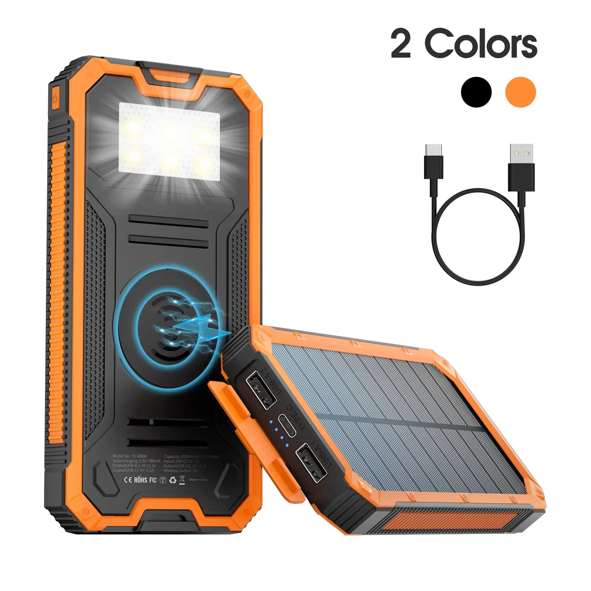 Wasserdichte Solar Powerbank 20000mAh kabellos