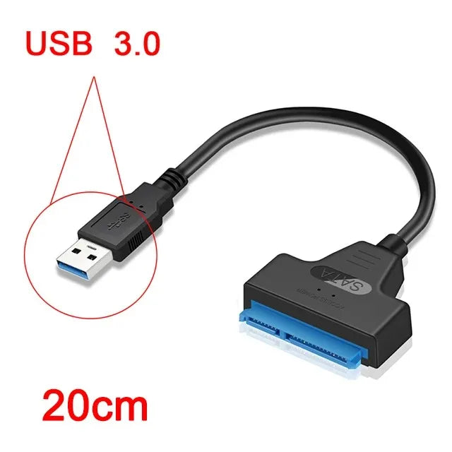 USB 3.0/2.0 SATA Kabel für SSD/HDD 20–50 cm
