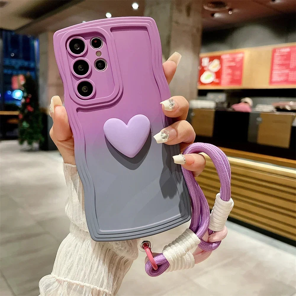 Gradient Wave Lanyard Hülle mit Herzgriff