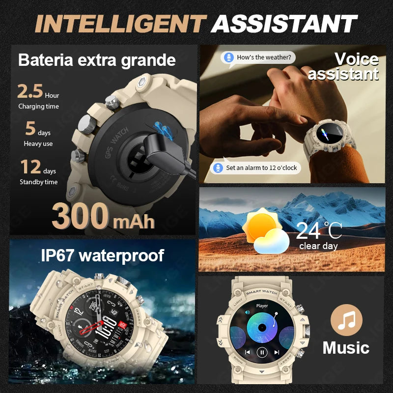 GPS Sport Smartwatch mit Herzfrequenz & Blutsauerstoff