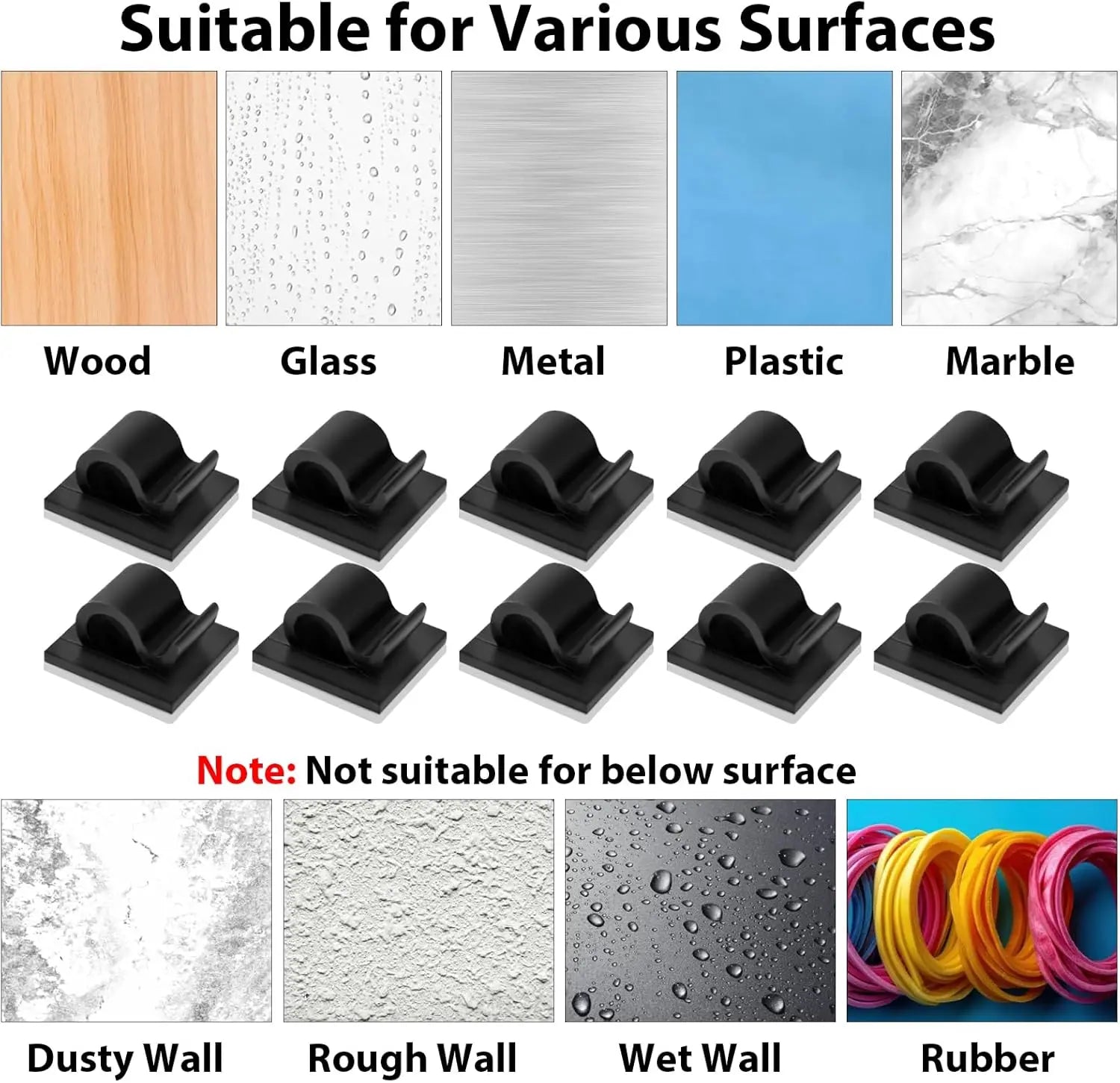 Selbstklebende Kabelklemmen 5–50 Stück für Ordnung