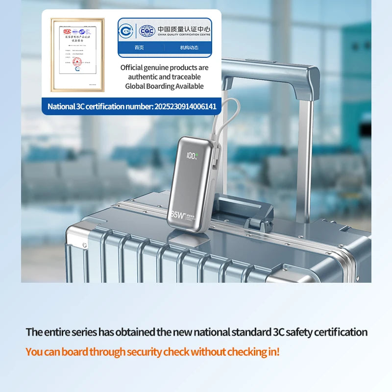 65W Powerbank 20000mAh Schnellladegerät für Laptop