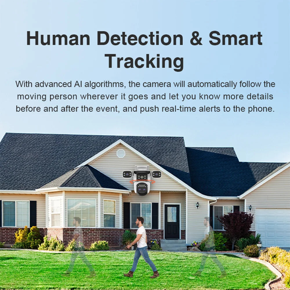 4K 8MP WLAN Überwachungskamera mit 4 Objektiven Outdoor