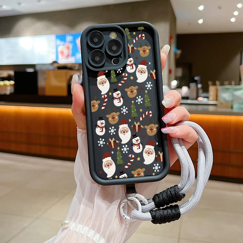 Weihnachtsmuster Lanyard Hülle für Samsung S25