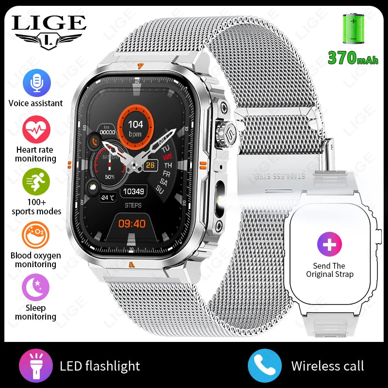 LIGE Outdoor Smartwatch mit LED & BT-Anruf 2024